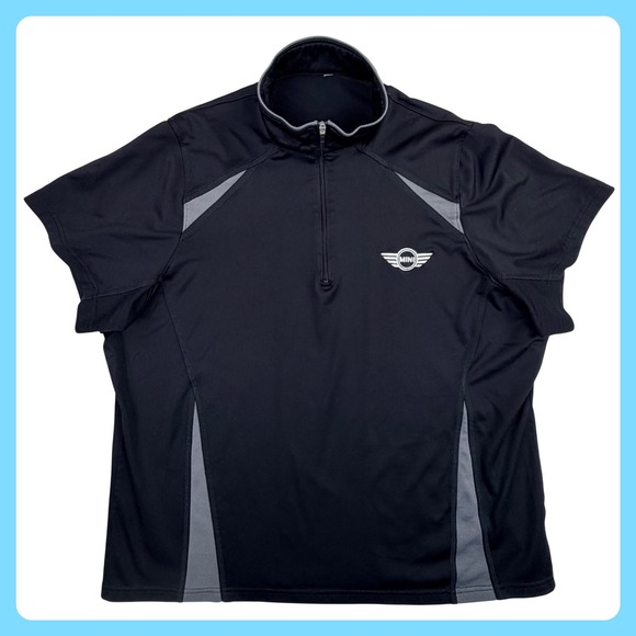 MINI Cooper 1/4 Zip Performance Shirt Women Large Black Poly Embroidered Logo